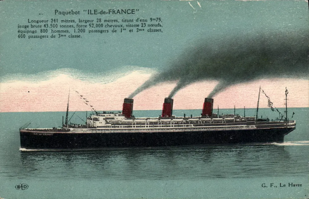 Dampfschiff "ILE-de-FRANCE" — G. F., Le Havre - Vorderseite