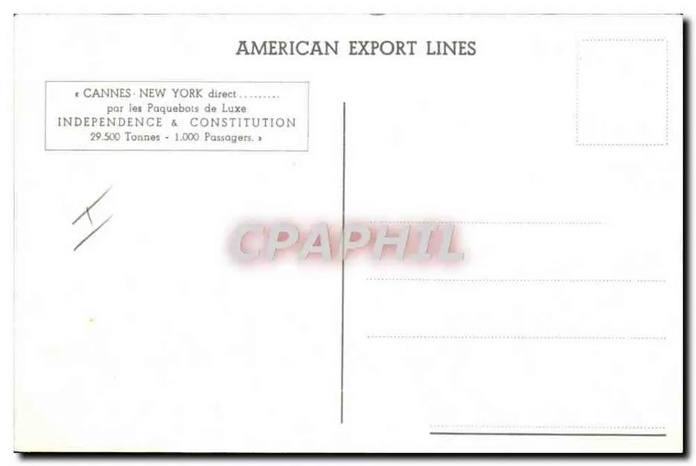 Navio de cruzeiro INDEPENDENCE — American Export Lines — 29.500 toneladas — 1.000 passageiros - Verso
