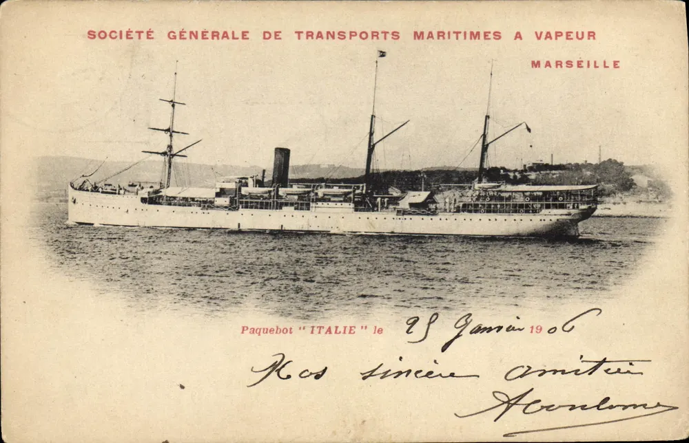 Dampfschiff "ITALIE" — Société Générale de Transports Maritimes à Vapeur — Marseille - Vorderseite