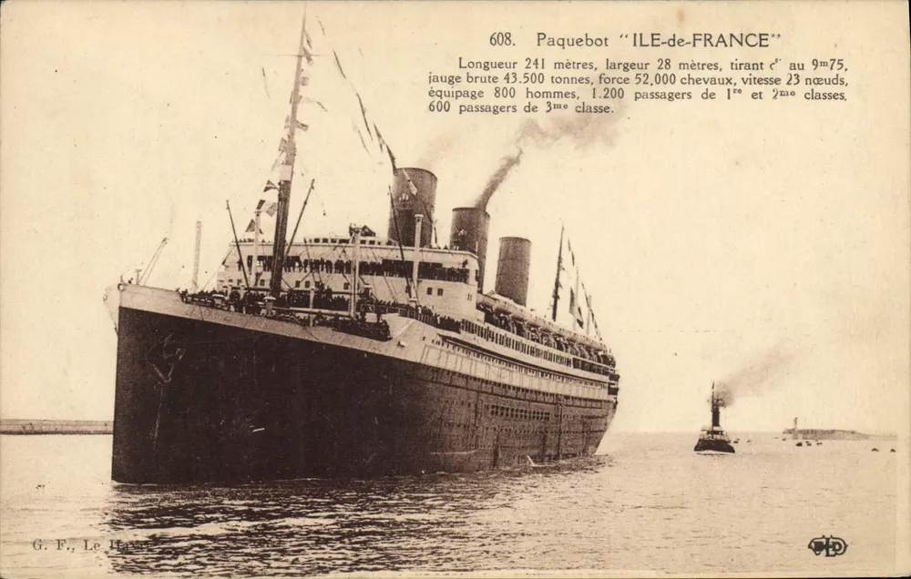 Dampfschiff "Ile-de-France" — 608 — G. F., Le Havre - Vorderseite