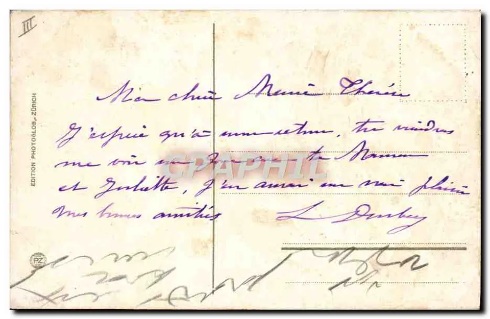 Crianças e cabra em frente a uma cabana — Edição Photolob, Zurique, n° 30460 - Verso