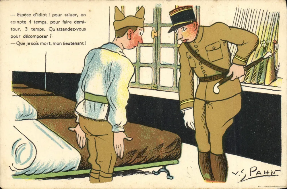 Soldado e tenente — caricatura militar — V.S. Pahn - Frente