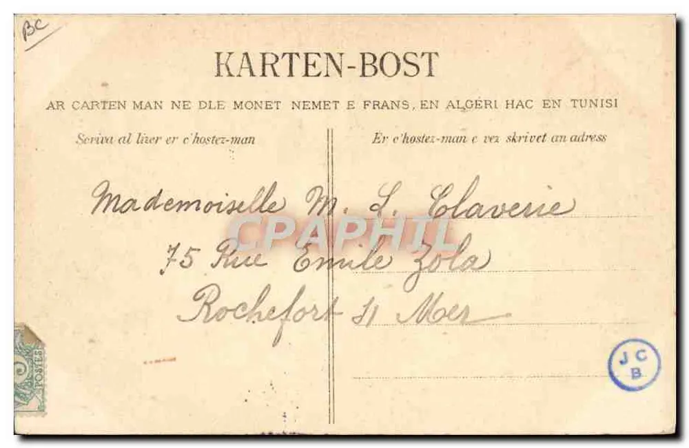 Altes Modell von Pagane - Fischer von Kerlouan, in der Nähe von Brignogan — Sammlung Villard, Quimper, Nr. 1113 - Rückseite