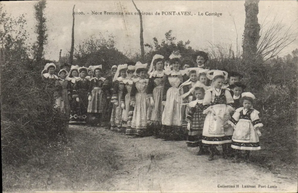 Bretonische Hochzeit in der Nähe von PONT-AVEN - Der Prozessionzug — Sammlung H. Laurent Port-Louis - Vorderseite