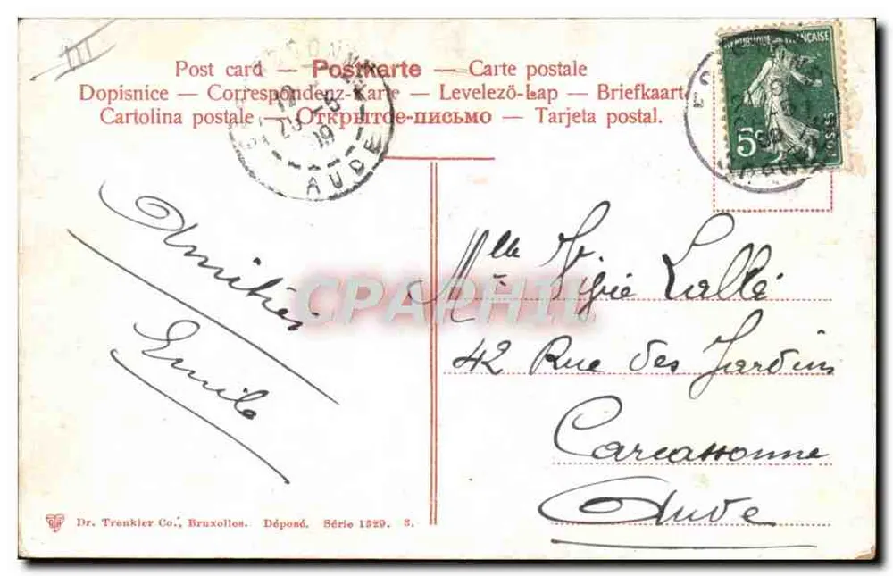 Telegrafisti — gruppo di uomini in uniforme — Dr. Trenkler, Bruxelles, Serie 1829 - Verso