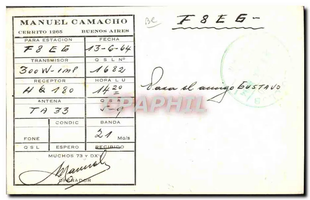 Funkantenne — LU9ABI — Manuel Camacho, Buenos Aires - Rückseite