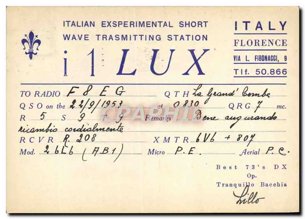 Italienische Experimentierstation in Florenz — Station LUX — Ausgabe STAMPE - Vorderseite