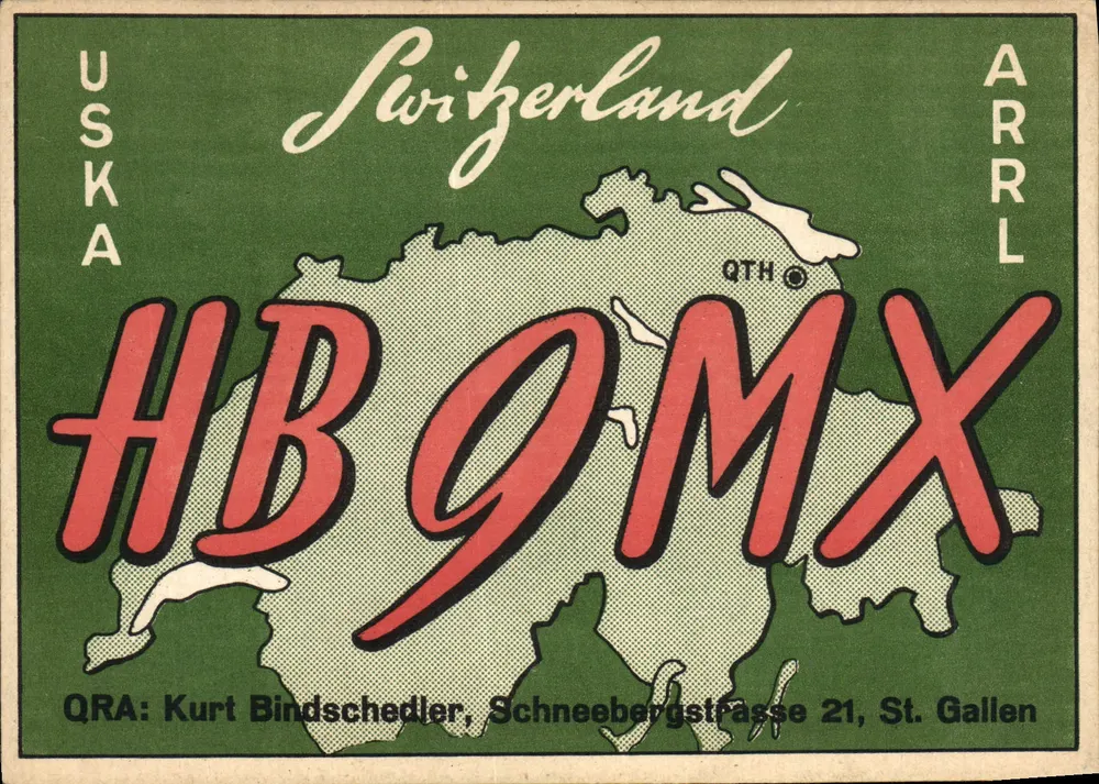 Schweiz — QSL Amateurfunk-Karteikarte — Verlag USKA, Seriennummer ARRL - Vorderseite