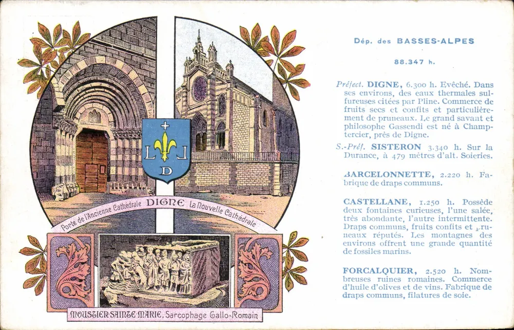 Digne — Velha e Nova Catedral — Digne, Sisteron, Barcelonnette, Castellane, Forcalquier — Edição especial Pastilles Valda - Frente