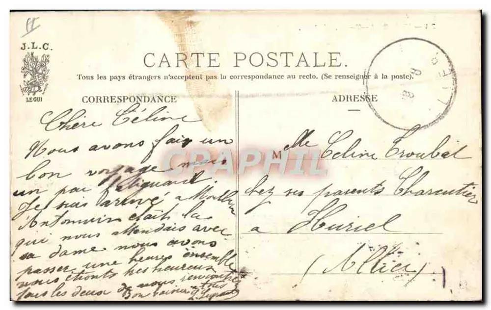 Viendra-T-IL — Paisagem rural com mulher com cesto — J.L.C. - Verso
