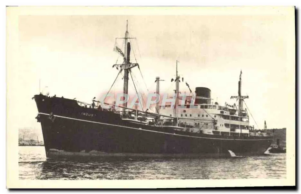 O Navio de Carga "INDUS" — Companhia das Messagerias Marítimas — impressa na França - Frente