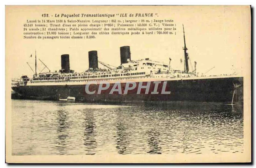 Der Transatlantische Liner "ILE DE FRANCE" — n°152 — G. Ariaud, Nantes - Vorderseite