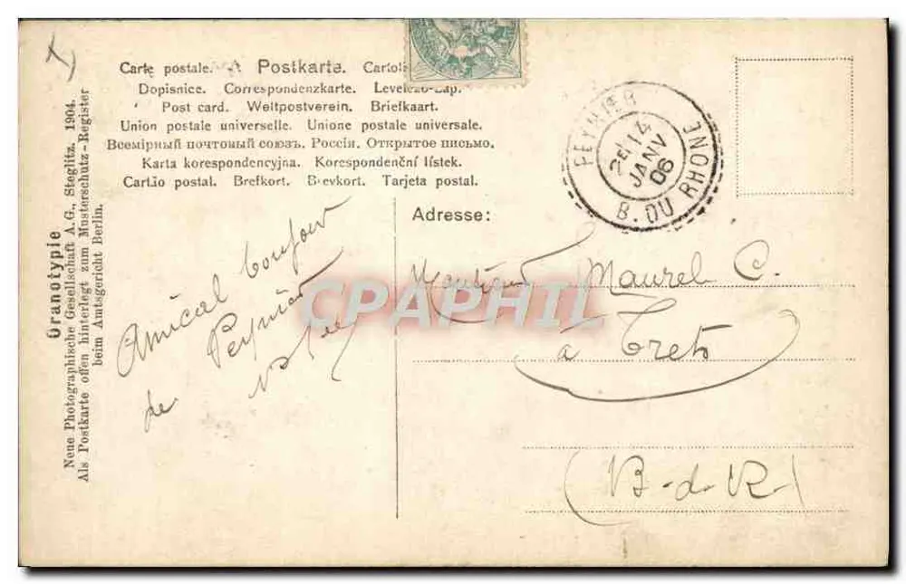 Duas mulheres na mar agitada — Granotypie A.G. Steglitz, Berlin — n° 455/43 - Verso