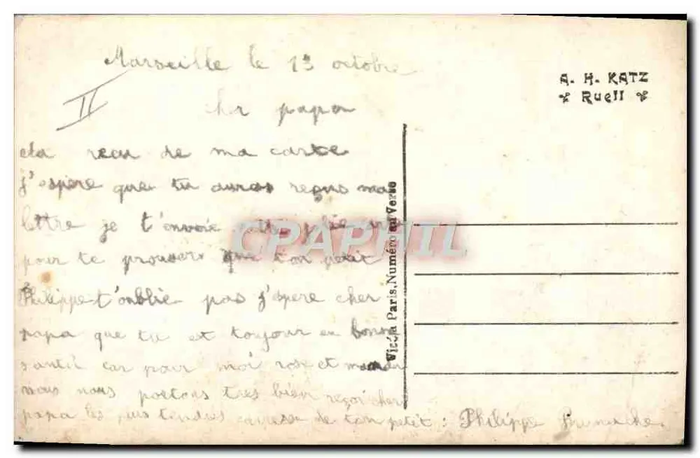 Soldat und Kinder — patriotische Szene — J.K. 9554/3 - Rückseite