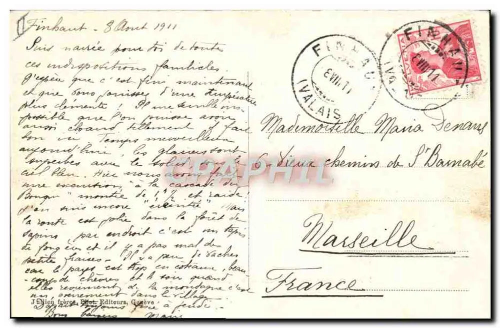 Auf den Gipfeln — Aiguille verte und der Mont-Blanc — J.J. 8162 - Rückseite