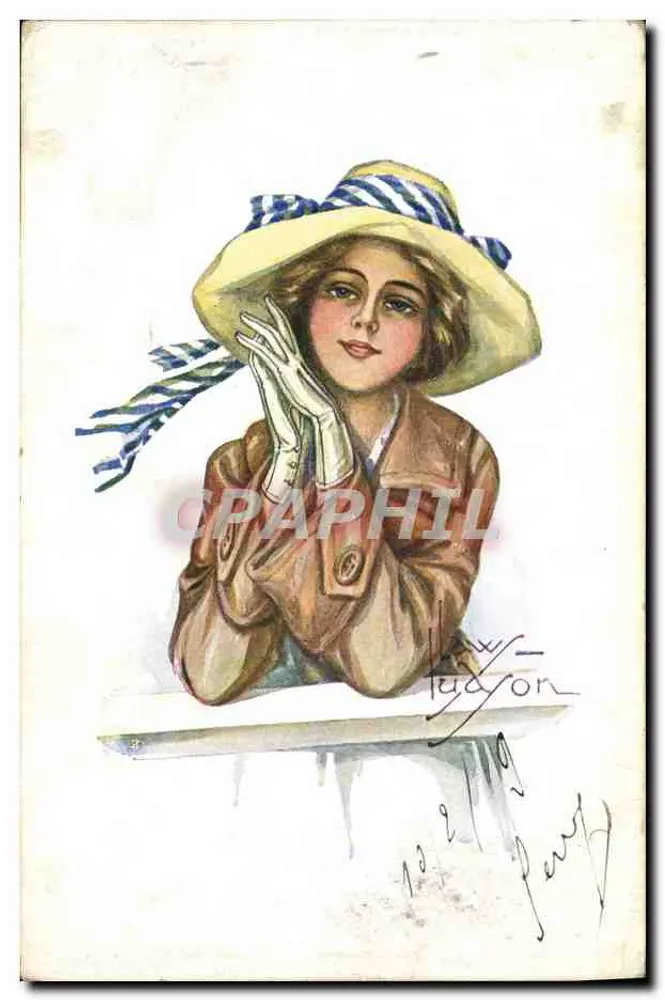 Junge Frau mit gestreiftem Hut — Illustration — Verlag Milanese, N° 2548 - Vorderseite