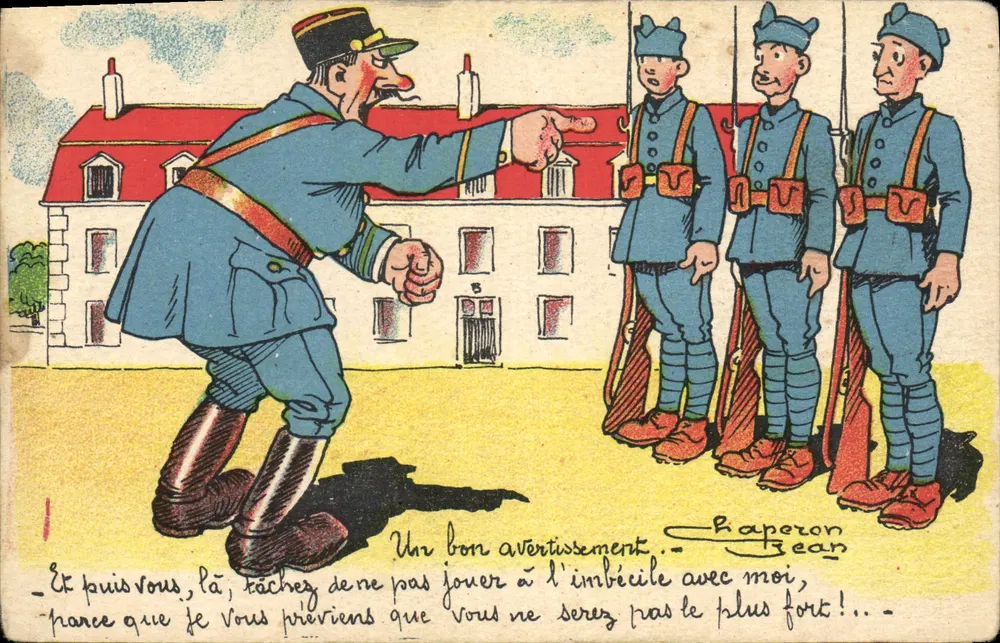 Um bom aviso — caricatura militar — Haperon Jean - Frente
