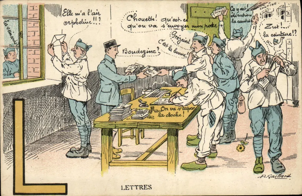 Soldados em cantina — Cartas — A. Gaillard - Frente