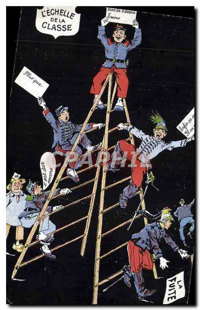 L'ÉCHELLE DE LA CLASSE — caricatura satírica — editor no visible - Anverso