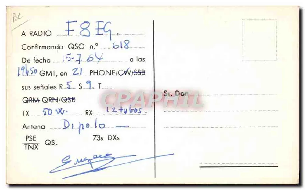 Stier vor spanischem Ziel — EA4HY Madrid (Spanien) — Eugenio Farré, Ibiza, 35, Box 220 - Rückseite