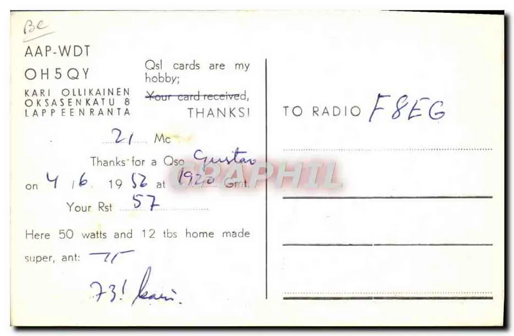 Winterlandschaft — Finnland — OH5QY - Rückseite