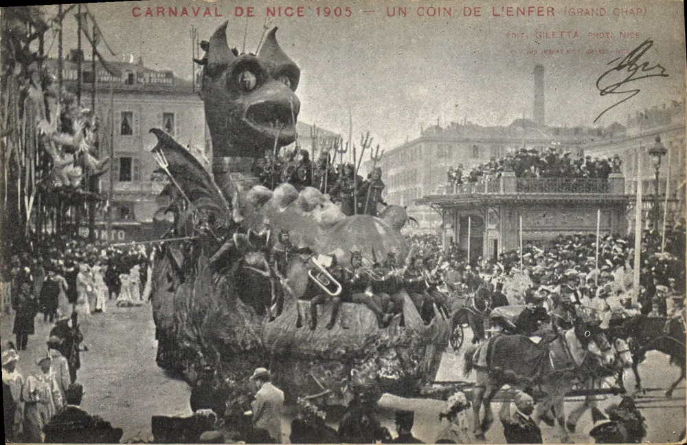 Carnaval de Nice 1905 — Um canto do inferno (Grand Chap) — Edit. Giletta, Fot. Nice - Frente