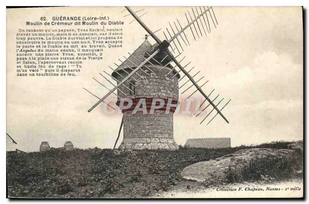 Guérande (Loire-Inf.) — Moulin de Créméour genannt Moulin du Diable — Sammlung F. Chapeau, Nantes - 2° millé - Vorderseite