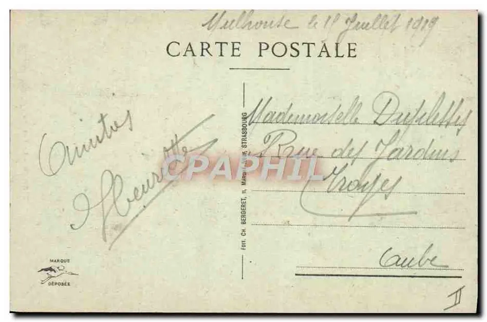 Mulhouse - La Tour du Diable — uitgever CH. Bergeret, n°17 - Achterkant