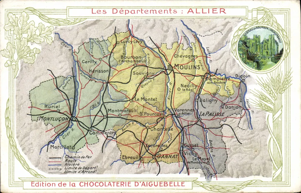 Département Allier — Bourbonnais — Edition der Chocolaterie d'Aiguebelle - Vorderseite