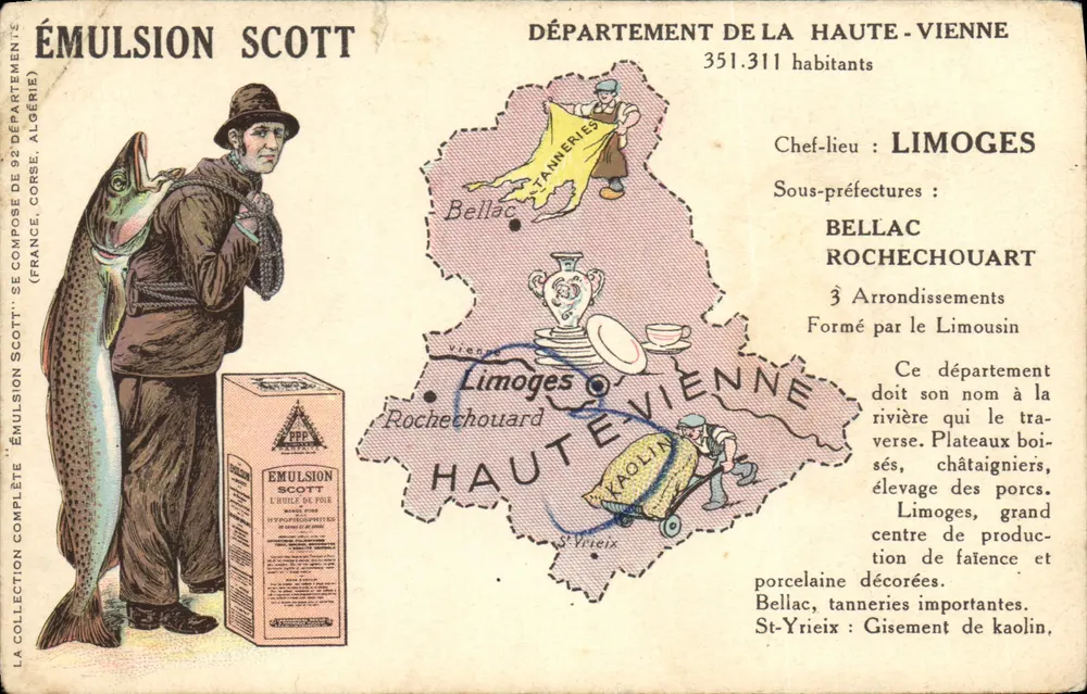 Departamento da Haute-Vienne — Emulsão Scott — Limoges, Bellac, Rochechouart - Frente