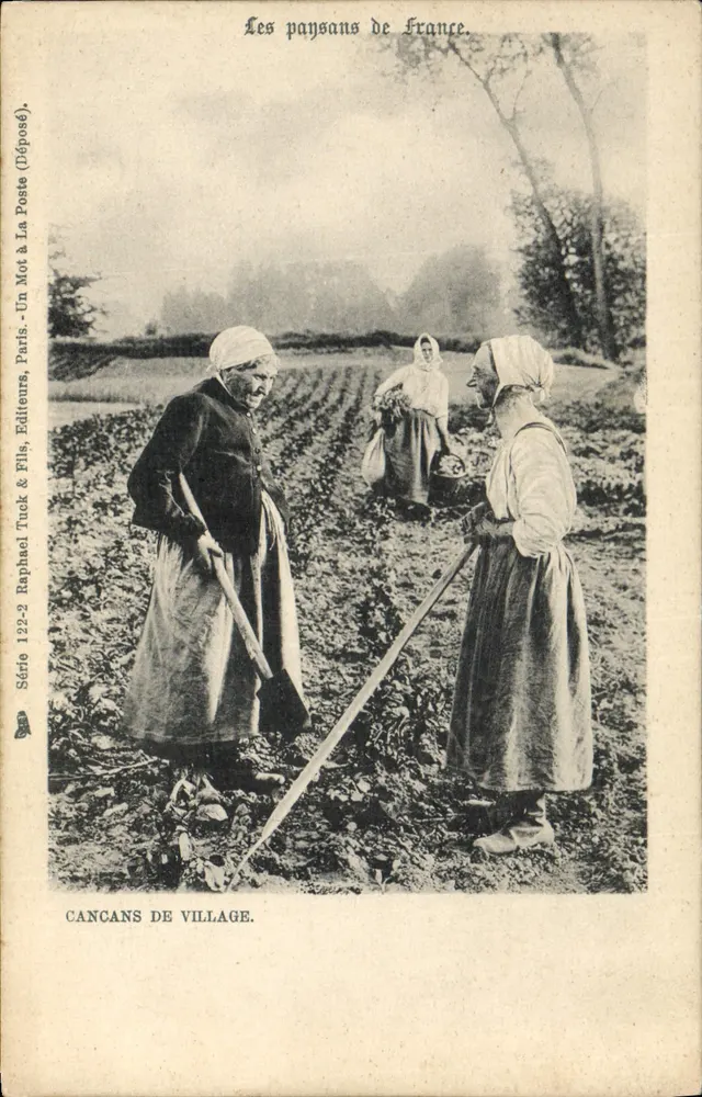 Cancans de aldeia — Os camponeses da França — Raphael Tuck & Fils, Paris, Série 122-2 - Frente