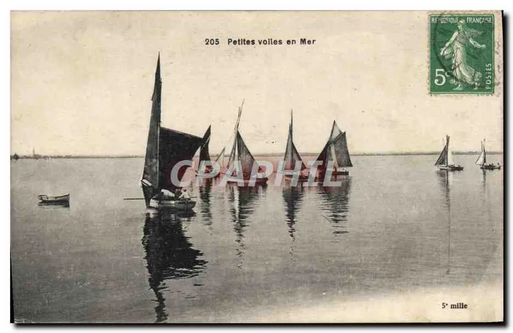 Pequeños veleros en el mar — serie 205 — editor no visible - Anverso