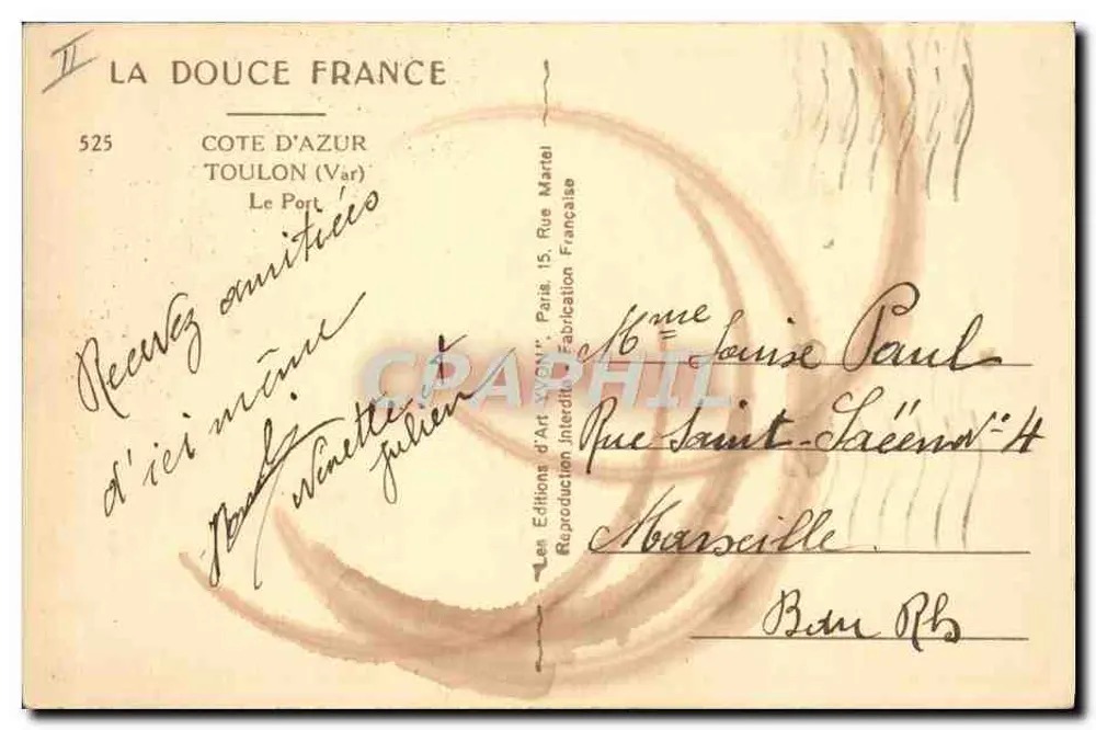 O Porto — Toulon (Var) — Les Éditions d'Art 'VYON' - Verso