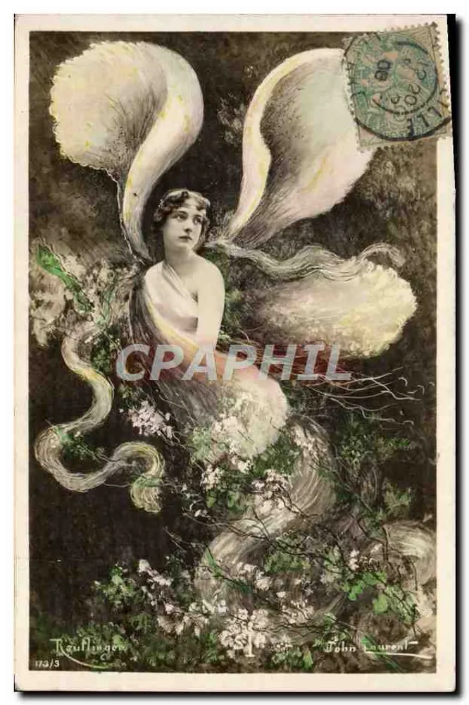 Fey mit Engelsflügeln — künstlerische Illustration — Verlag John Laurent, Nr. 173/3 - Vorderseite
