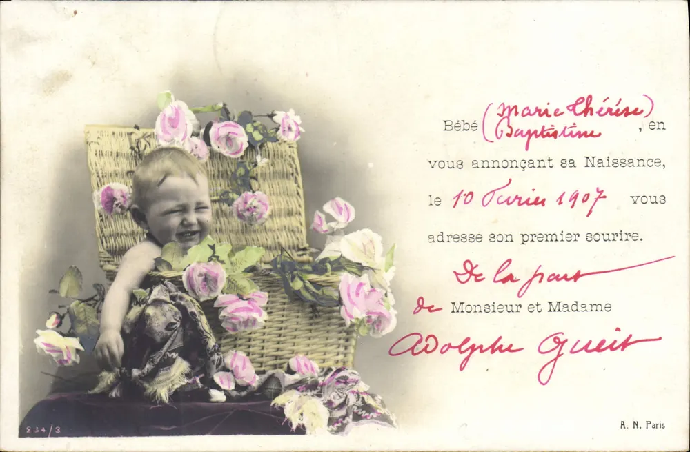 Baby Marie Chérie — Geburt im Jahr 1907 — A. N. Paris - Vorderseite