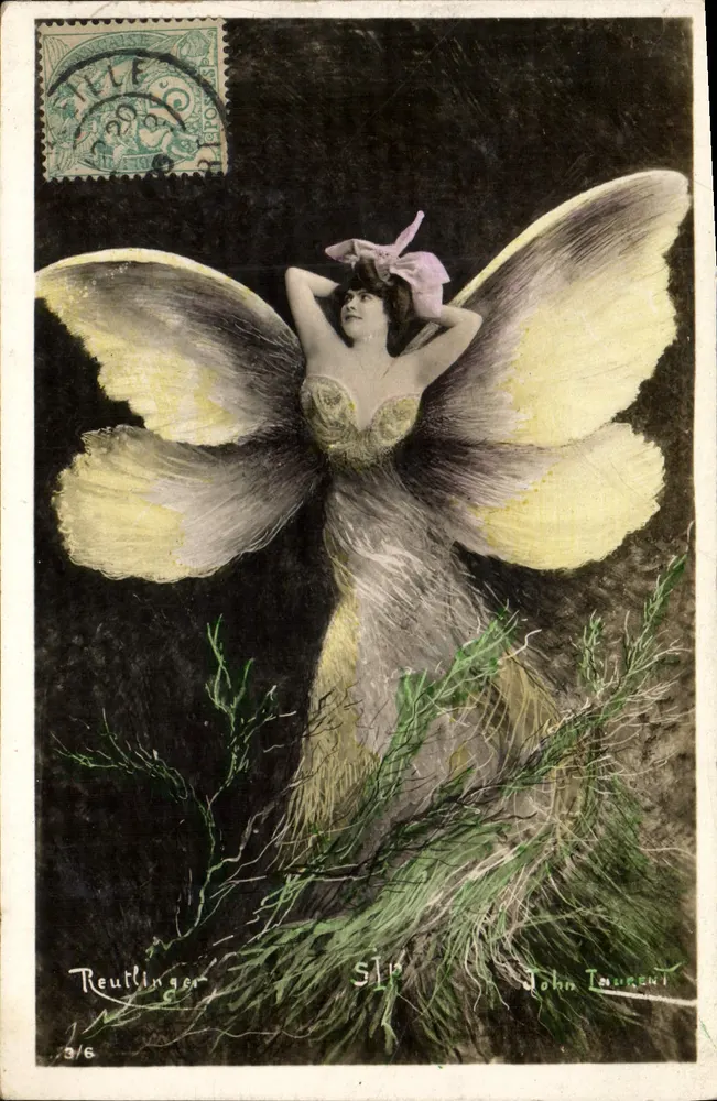 Fée aux ailes de papillon — illustration colorisée — John Laurent, n° 3/6 - Recto