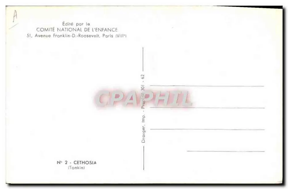Cethosia — Tonkin — Verlag: Nationaler Kinderrat, Paris - Rückseite