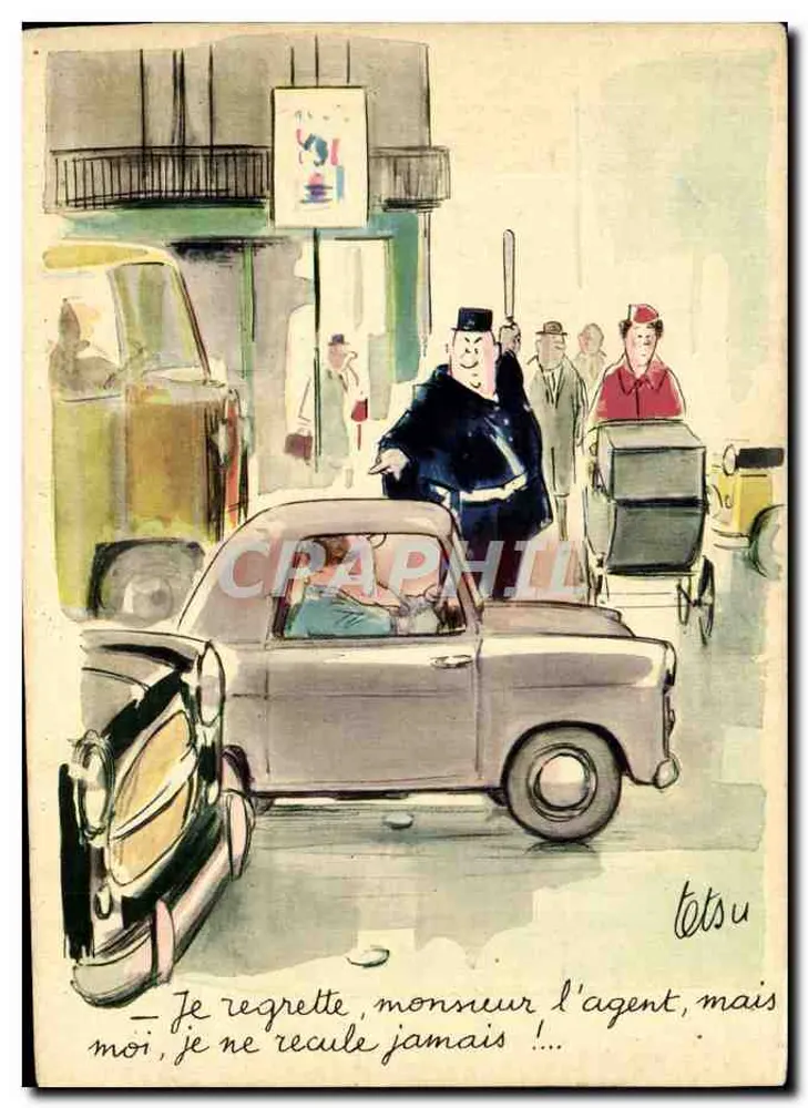 Auto — Straßenszene mit Polizist — von Tetsu, Nr. 45 - Vorderseite