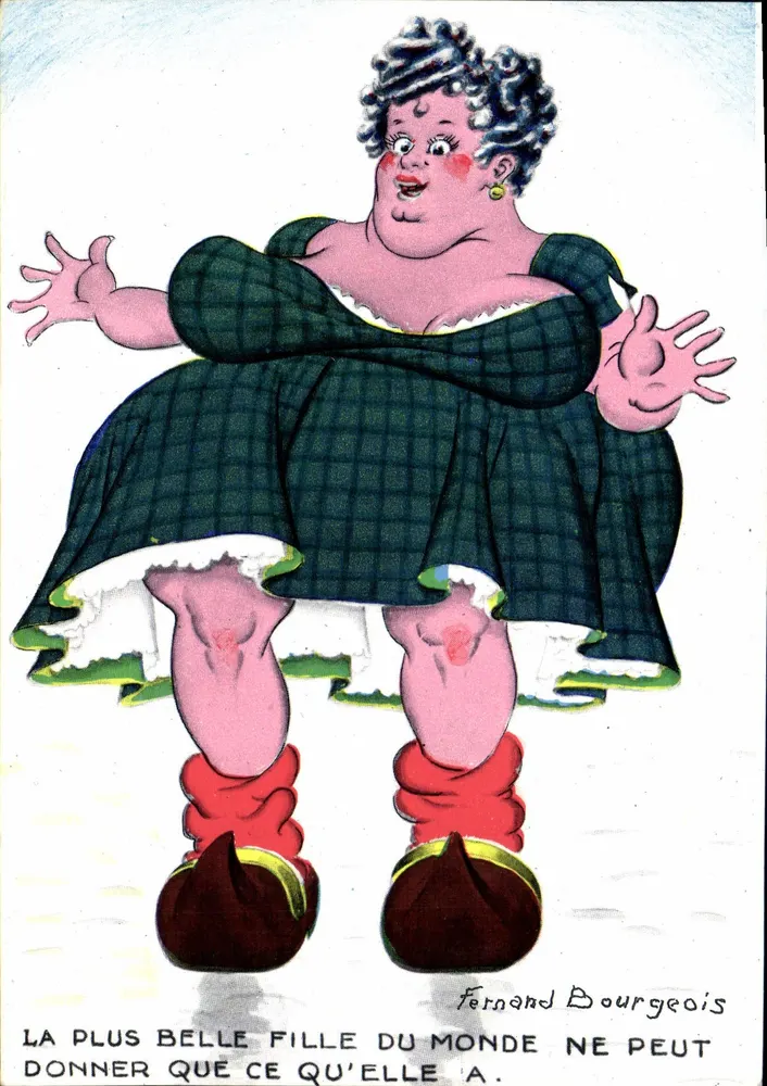 Die Schönste Frau der Welt — Karikatur einer fettleibigen Frau — Fernand Bourgeois - Vorderseite