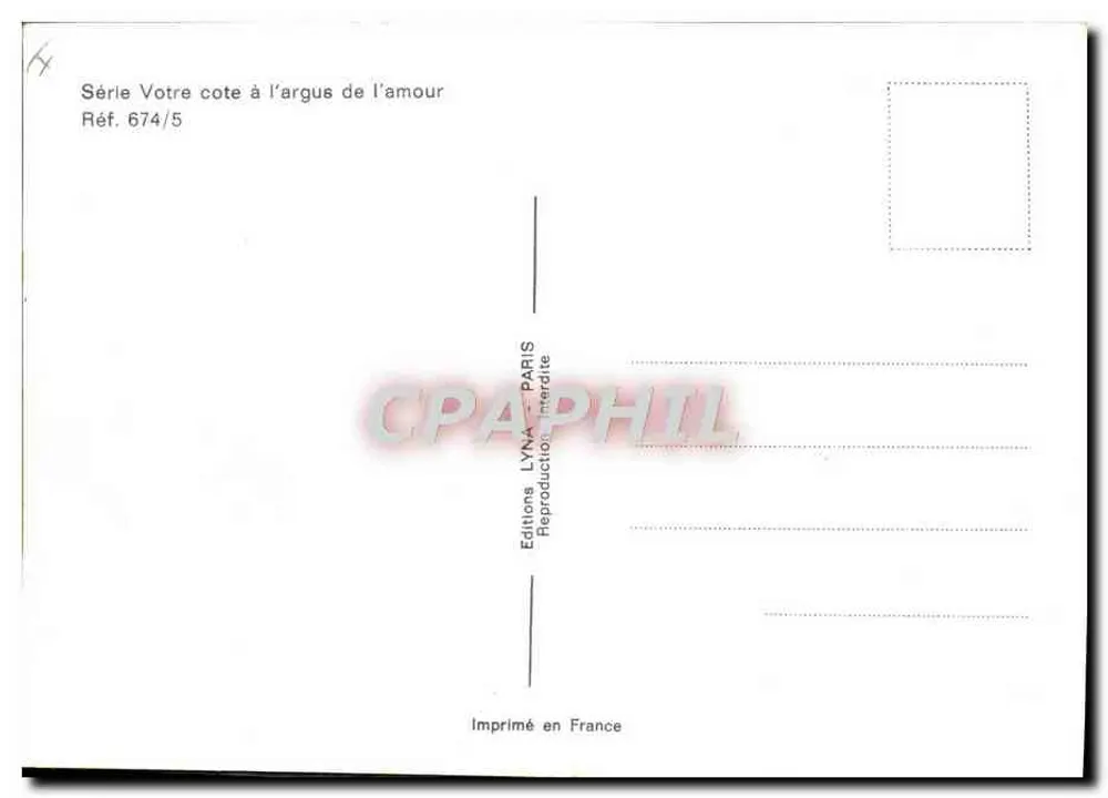 Ihr 'Argus'-Rating für Liebe — 65-75 Jahre — Editions LYNA, Serie 674/5 - Rückseite