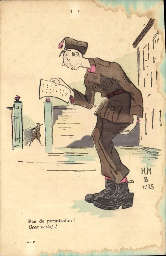 Soldado frustrado — caricatura humorística — H.M.B. n°25 - Frente