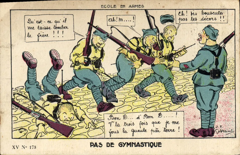 Escola em armas — Nenhuma ginástica — J.P. Sobrieu, XV N° 173 - Frente