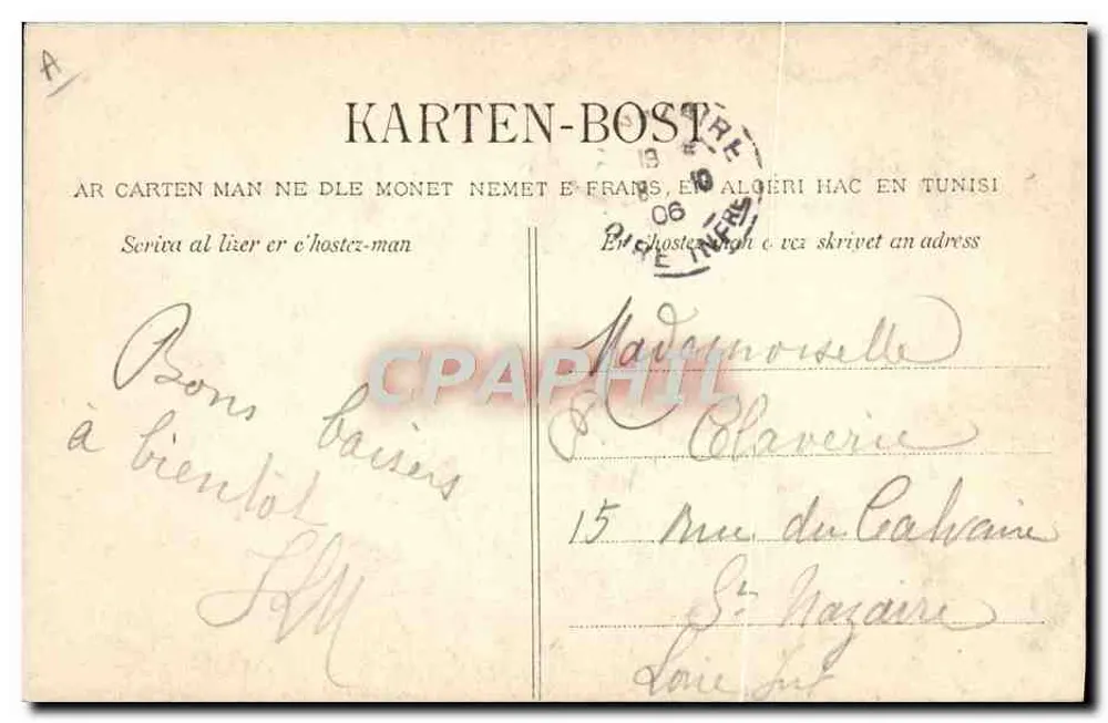 Die Liebe in der Bretagne — Der Rückkehr zum Heim — Die Mütterliche Begrüßung — Verlag: Karten-Bost - Rückseite