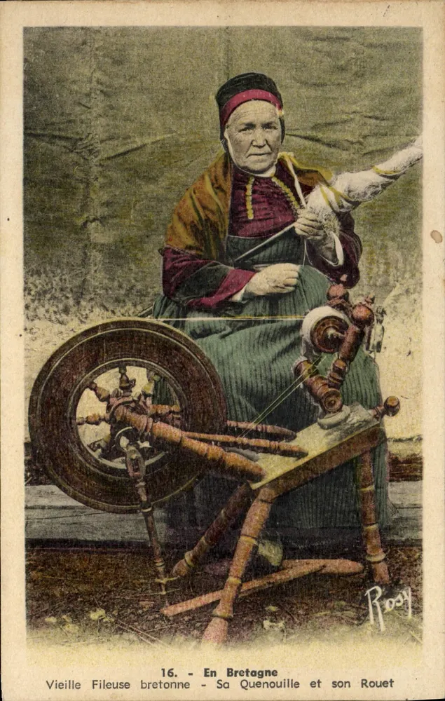 Alte bretonische Spinnerei — Ihr Spinnrad und ihre Spindel — F. Chapeau, Nantes, Nr. 16 - Vorderseite