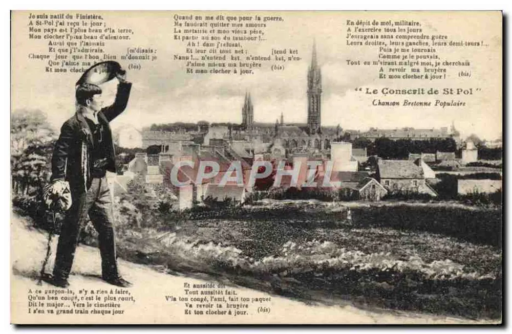 Soldado em uniforme — Canção Bretã Popular 'Le Conscri de St Pol' — vista de Saint-Pol-sur-Mer - Frente