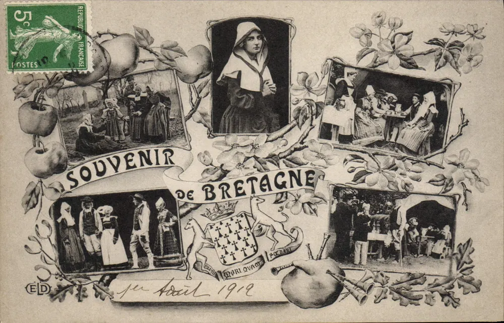 Souvenir da Bretanha — editor E.D. — datada abril 1912 - Frente