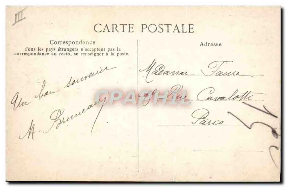 Souvenir da Bretanha — editor E.D. — datada abril 1912 - Verso