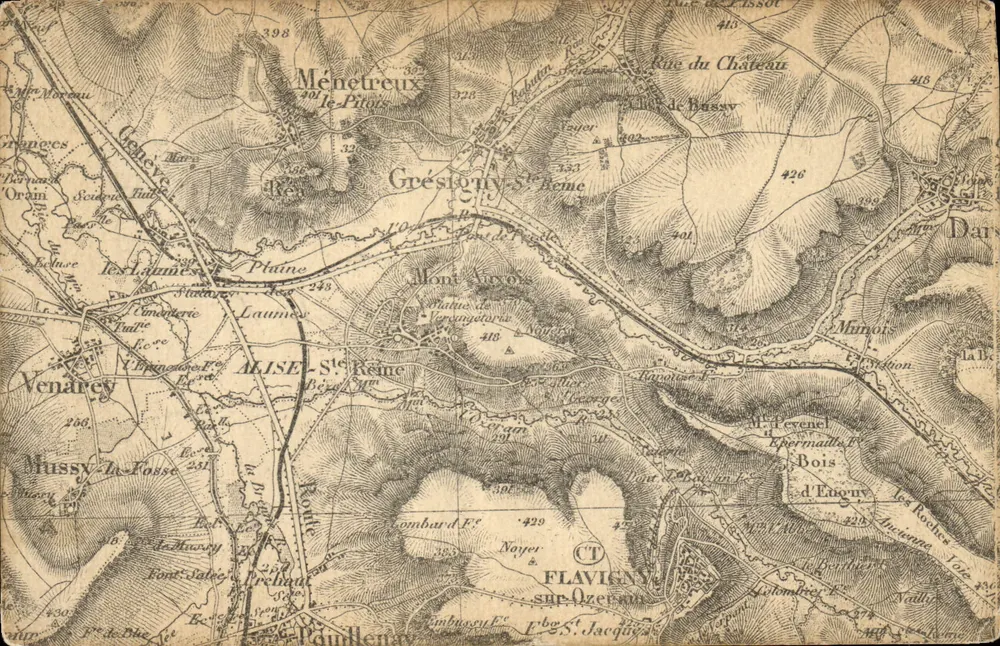 Topografische Ansichtskarte der Region Flavigny-sur-Ozerain — Verlag nicht sichtbar, Seriennummer nicht lesbar - Vorderseite