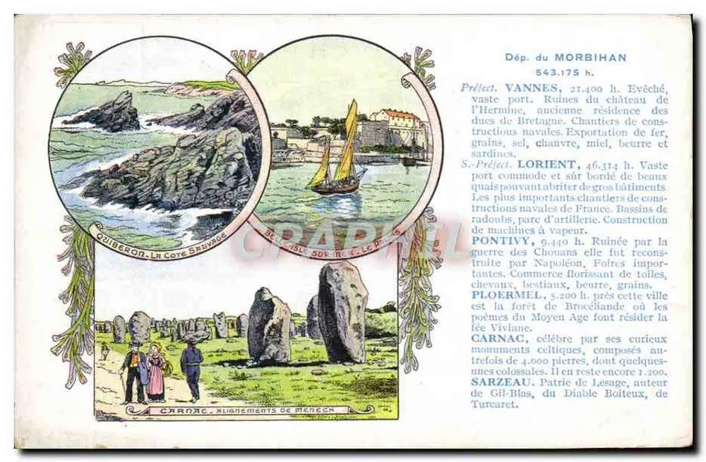 Quiberon, A Costa Selvagem — Pontivy, Lorient, Carnac — Edição especial Pastilles Valda - Frente