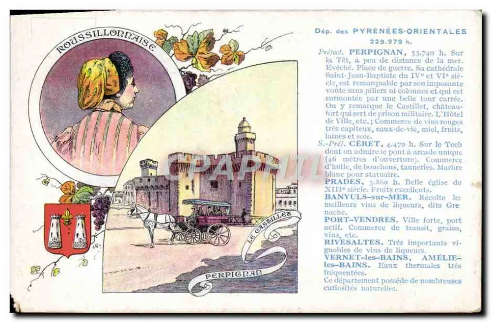 Roussillonaise — Vista de Perpignan e o castelo de Castellet — Edição especial das Pastilles Valda - Frente